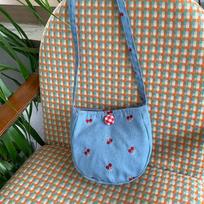 Y2K Denim Canvas Bag Cute Jeans Messenger Bag Portable Embroidered Cherry Crossbody Bag  Streetwear Style 3