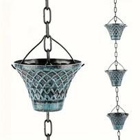 Versatile Iron Grain Rainwater Chain 2.6-Meter Decorative Rain Chain Functional Downspout Splitter mėlyna