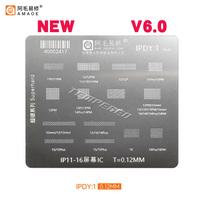 Amaoe IPDY1 BGA Reballing trafaretas-šablonas, skirtas iPhone 12 13 14 15 16 17 Pro Max Mini LCD ekrano IC skylėms, alavo sodinimui, remonto įrankiai gray