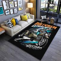 Dirt Bike Carpet with Extreme Moto Rider Graphic for Home Decor. Suitable for use as an anti-slip for living room bedroom sofas 40x60cm( 15x23in )