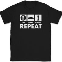 Eat Sleep Chess Repeat T-Shirt Mens Womens Tees Top Funny Hobby Humor Board Game Tee S