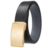 Meier Belt, stainless steel toothless buckle, toothless belt, crocodile-embossed full-grain leather belt 120