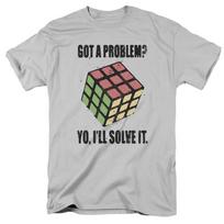 Rubiks Cube Problem Solver T Shirt Mens Licensed Puzzle Game Toy Silver XXXL