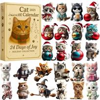 Cat Advent Calendar 2025 Holiday Collection with 24 Days of Joy Featuring Festive Cat Figurines and Detailed for Seasonal Decor One Size