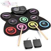 Anpro Electronic Drum Set, 9 Drum Pad with Headphone Jack, Roll-up Electronic Drum Kit with Built-in Speaker Drum Pedals Drum Sticks 10 Hours Playtime juoda