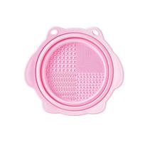 Silicone folding makeup brush washing bowl beauty blender makeup brush cleaner, puff makeup tool cleaning tool rožinė