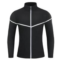 Striped Full Zip Sauna Jacket Women Long Sleeve Waist Trainer Hot Sweat Slimming Workout Top S