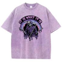 skull T Shirt retro Washed Cotton T-Shirt comic Graphic Tee Casual Streetwear Spring Summer tshirt funny S