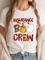 Insurance Boo Crew Halloween Insurance Agent Costume Printed TShirt Unisex Clothes Unisexs Tshirts S