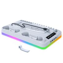 GAMINJA P58 RGB Cooling Stand For PS5 Slim Console Gamepad Charging Base Headset Hook Game CD Storage Rack For PS5 Disc&Digital balta