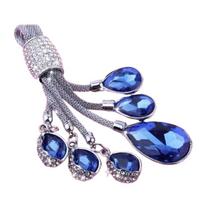 Keys Holder Backpack Crystal Key Pendant Water Drop Keychain Rhinestone Keychain Key Ring karališkos mėlynos spalvos