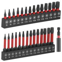 29Pcs Tamper Proof Torx Bit Set S2 Alloy Steel 1/4 Inch Hex Shank Impact Star Bit Set with Magnetic Tip for Impact Driver Bits