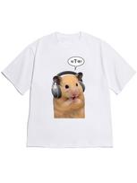 2026 Summer Funny Sad Hamster Meme Graphic T Shirt Women Unisex Casual Crew Neck Tee Korean Letter Harajuku Kawaii Streetwear Top L