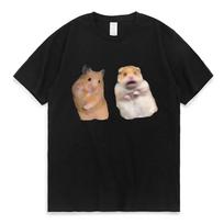 Funny Peace Sign and Screaming Hamster TShirt Lovers Gift Rodent Cavy Unisex and Women Tee Shirts Summer Short Sleeve T Shirt S