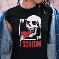 I SCREAM Ice Cream Skull Sayings Funny Fun Comedy Fun Ladies Girlie T-Shirt Mens Womens Tees Top M