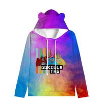Gorilla Tag Monke Cat Ears Sweatshirts Monkey Girls Clothing Slim Fit Short Sleeve Hoodies Tops Casual Chic Anime Cute Hoodie Coat 100 balta
