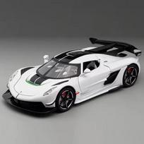 1/22 Scale Koenigsegg Jesko Super Car Model Toys Metal Diecast Light Music Pull Back Sports Cars Models Collection Racing Vehicle Gift Boys balta