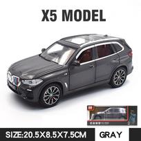 1/24 mastelio BMW X5 lydinio modelis Automobilis SUV Kolekcionuojamas žaislinis automobilis Miniatiūrinis lydinio lieto slėgiu mastelio transporto priemonės modelis Garso ir šviesos žaislai Vaikui Dovana pilka spalva