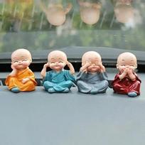 4 vnt. Dervos Amatų Dovana Mielos Vienuolių Skulptūros Vienuoliai Budos Statulėlės Budos Lėlės Stalo Dekoracija Namų Dekoracija Kūrybiniai Amatai 4pcs