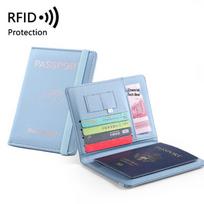 PU Odos RFID Paso Dėklas su Kelių Kortelių Skyriais ir Dokumentų Viršeliu