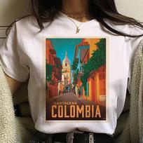 Colombia t shirt women Y2K summer comic tshirt girl harajuku comic clothing S
