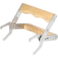 Patvarus nerūdijančio plieno bičių avilio rėmo laikiklis su ergonomiška medine rankena, skirtas bičių laikytojų saugumui ir komfortui