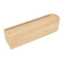 Plumier - Crème - Bois naturel - 3 compartiments - Couvercle-règle 20 cm - Enfant kreminė