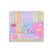 12 Color Acrylic Paint Pen Brush Marker Pen Liquid Acrylic Paint Marker for Drawing Scrapbooking Card Making Journaling