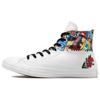 Converse Chuck Taylor All Star  Mi Gente  Comfortable and versatile high-top canvas shoes unisex white and red 36.5