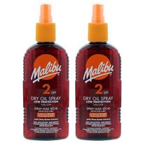Malibu Dry Oil Spray SPF2 Tanning Oil 200ml x2pcs