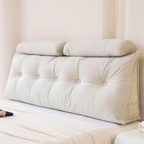 Nordic Style Triangular Headboard Cushion, Soft Tatami Lumbar Support Double Backrest Pillow. 1m bed + 1 headrest pilkšvai balta