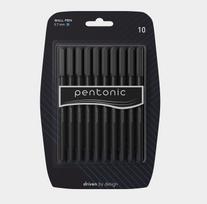 Pentonic 0.7mm Ball Point Pen Pack of 1 X 10pcs | Blue Ink, Black Body | Smooth Writing for Office, Home & School