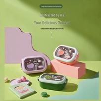 Fresh Fruit Print Stainless Steel Bento Lunch Box for Students & Office Workers Grape Purple
