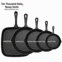 Cast Iron Cookware Set: Non-stick Striped Steak Pan, Mini Frying Pan, Flat Bottom Skillet, Thickened Egg Frying Pan, Large Iron Pot. P24 Steak + 20cm + 16cm Frying Pan Set