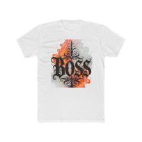 Boss Tattoo Style Tee | Ornate Script, Flame Watercolor Design S įvairiaspalvis