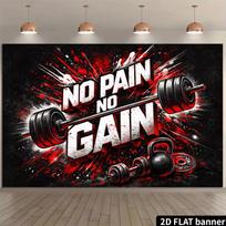 2D No Pain No Gain Fitness Backdrop Barbell Gym Photo Booth Background 47.2x31.5inch/120*80cm