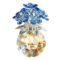 Faux Crystal Flower Vase Decoration, Glass Artificial Flower Bouquet Vase Figurine, Home Office Table Centerpiece Decor, Romantic Gifts for Her A