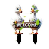 Cute Ducks Garden Stake, 2D Acrylic Rooster Decoration, Farmhouse Yard Art Stake, Outdoor Duck Welcome Sign for Lawn Flower Bed A
