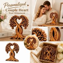 Personalized Wooden Tree Sculpture Heart Shape Couple Gift Custom Engraved Names Wooden Decorative Ornament for Home Office One Size