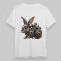 Women's Steampunk T-Shirt Mens Womens Tees Top Rabbit Bronze Helmet Mechanical Tee Cotton Oversize L