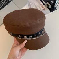 British Style Rivet Denim Beret Korean Style Retro Painter Hat Fashion Denim Octagonal Hat  Outdoor ruda