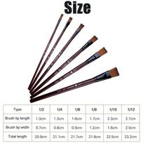 NEW 6Pcs/Set Flat Nylon Hair Oil Painting Acrylic Painting Brushes Artist Supplies