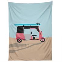 SURF TUK TUK IN SRI LANKA tapestry 75x100 juoda