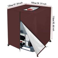 Apsauganti nuo saulės 420D Oksfordo vandens talpyklės dangtis su užtrauktuku 1000L IBC talpyklai, apsaugantis nuo dulkių lauke 120x100x116cm ruda