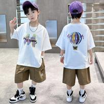 Simple and Cool Letter Balloon Personalized Print Boys and Girls Summer Casual Comfortable Short Sleeved Children's T-shirt 110