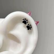 1Pair Cute Cat Paw Devil Stud Piercing Earring For Women Men Gothic Ear Bone Nail Earring Y2K Jewelry Accessories