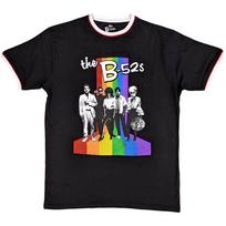 B52s Unisex Ringer T-Shirt: Rainbow Stripes Ringer (X-Large) 2XL