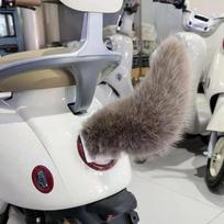 Car Rear Plush Fox Tail Ornament Decoration Motorcycle Cute Fluffy Tail Ornament Accessory for Motorcycle Electric Bicycle Khaki