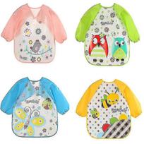 4-pack Waterproof Bib Long Sleeve Painting Feeding Apron For Kids 6 Months To 3