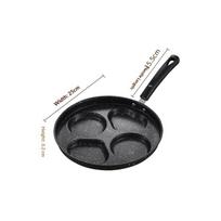 3/4hole Egg Burger Frying Pan Wooden Handle Nonstick Household Universal Stove Steak Multi-Functional Burger Bread Breakfast Pot (as the picture,one size)